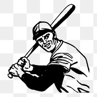 Baseball player png sticker illustration, transparent background. Free public domain CC0 image.