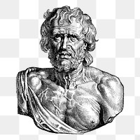 Seneca portrait png sticker illustration, transparent background. Free public domain CC0 image.