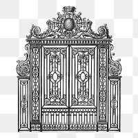 Antique gate png sticker illustration, transparent background. Free public domain CC0 image.