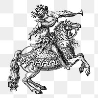 Man on horse png sticker illustration, transparent background. Free public domain CC0 image.