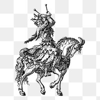Man on horse png sticker illustration, transparent background. Free public domain CC0 image.