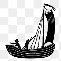 People on boat png sticker illustration, transparent background. Free public domain CC0 image.