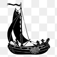 People on boat png sticker illustration, transparent background. Free public domain CC0 image.