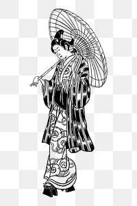 Japanese woman png sticker illustration, transparent background. Free public domain CC0 image.