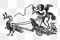 Png cherub on chariot sticker illustration, transparent background. Free public domain CC0 image.