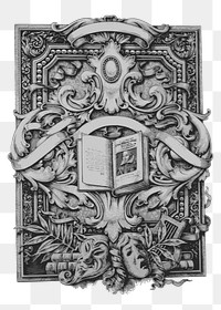 Ornamental bookplate png sticker illustration, transparent background. Free public domain CC0 image.