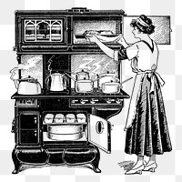 Woman cooking png sticker illustration, transparent background. Free public domain CC0 image.