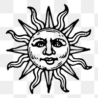 Vintage sun png sticker illustration, transparent background. Free public domain CC0 image.