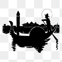 Venice silhouette png sticker illustration, transparent background. Free public domain CC0 image.