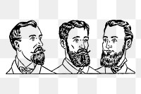 Bearded men png sticker illustration, transparent background. Free public domain CC0 image.