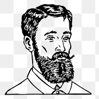 Bearded man png sticker illustration, transparent background. Free public domain CC0 image.