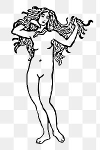 Naked woman png sticker illustration, transparent background. Free public domain CC0 image.