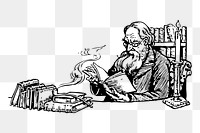 Man reading png sticker illustration, transparent background. Free public domain CC0 image.