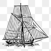 Sail ship png sticker illustration, transparent background. Free public domain CC0 image.