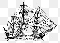 Tall ship png sticker illustration, transparent background. Free public domain CC0 image.