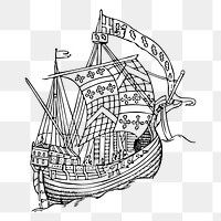 Sail ship png sticker illustration, transparent background. Free public domain CC0 image.