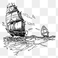 Sailing ship png sticker illustration, transparent background. Free public domain CC0 image.