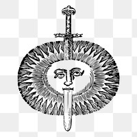 Vintage sun png sticker illustration, transparent background. Free public domain CC0 image.