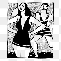 Couple in swimsuit png sticker illustration, transparent background. Free public domain CC0 image.