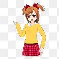 Anime school girl png sticker, transparent background. Free public domain CC0 image