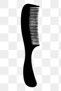 Comb silhouette png sticker, salon tool illustration, transparent background. Free public domain CC0 image