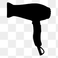 Hair dryer silhouette png sticker, salon tool illustration, transparent background. Free public domain CC0 image
