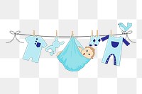 Baby laundry day png sticker, cute illustration, transparent background. Free public domain CC0 image