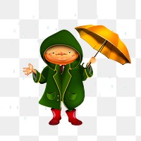 Man holding umbrella png sticker, transparent background. Free public domain CC0 image