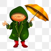 Man holding umbrella png sticker, transparent background. Free public domain CC0 image