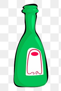 Green bottle png sticker, object illustration, transparent background. Free public domain CC0 image