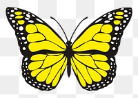 Yellow butterfly png sticker, animal illustration, transparent background. Free public domain CC0 image