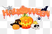 Halloween typography png sticker, festive illustration, transparent background. Free public domain CC0 image