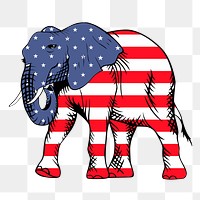 US flag elephant png sticker, animal illustration, transparent background. Free public domain CC0 image