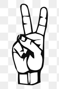 Peace sign hand png sticker, gesture illustration, transparent background. Free public domain CC0 image