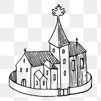 Church png sticker, architecture illustration, transparent background. Free public domain CC0 image