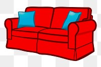 Sofa png sticker illustration, transparent background. Free public domain CC0 image.