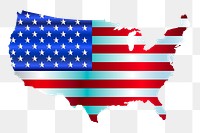 USA flag map png sticker illustration, transparent background. Free public domain CC0 image.