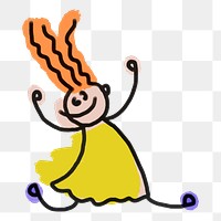 Girl doodle png sticker, transparent background. Free public domain CC0 image