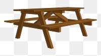 Picnic table png sticker illustration, transparent background. Free public domain CC0 image.