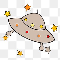 UFO spaceship png sticker, cute doodle, transparent background. Free public domain CC0 image