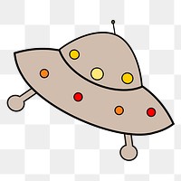 UFO spaceship png sticker, cute doodle, transparent background. Free public domain CC0 image
