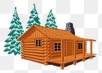 Wooden cabin png sticker, architecture illustration, transparent background. Free public domain CC0 image