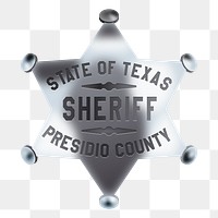 Sheriff badge png sticker illustration, transparent background. Free public domain CC0 image.