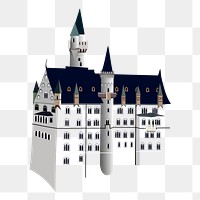 Castle png sticker, architecture illustration, transparent background. Free public domain CC0 image