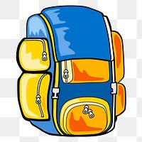 Blue backpack png sticker, transparent background. Free public domain CC0 image.