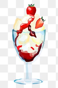 Strawberry sundae png sticker, transparent background. Free public domain CC0 image.