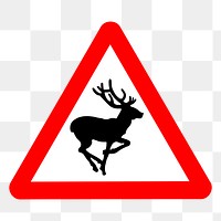 Png deer crossing sign sticker, transparent background. Free public domain CC0 image.