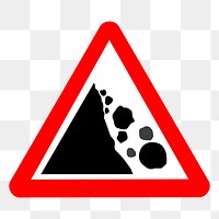 Falling rocks sign  png sticker, transparent background. Free public domain CC0 image.