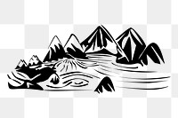 Lake landscape png sticker, transparent background. Free public domain CC0 image.