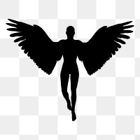 Angel silhouette png sticker, transparent background. Free public domain CC0 image.